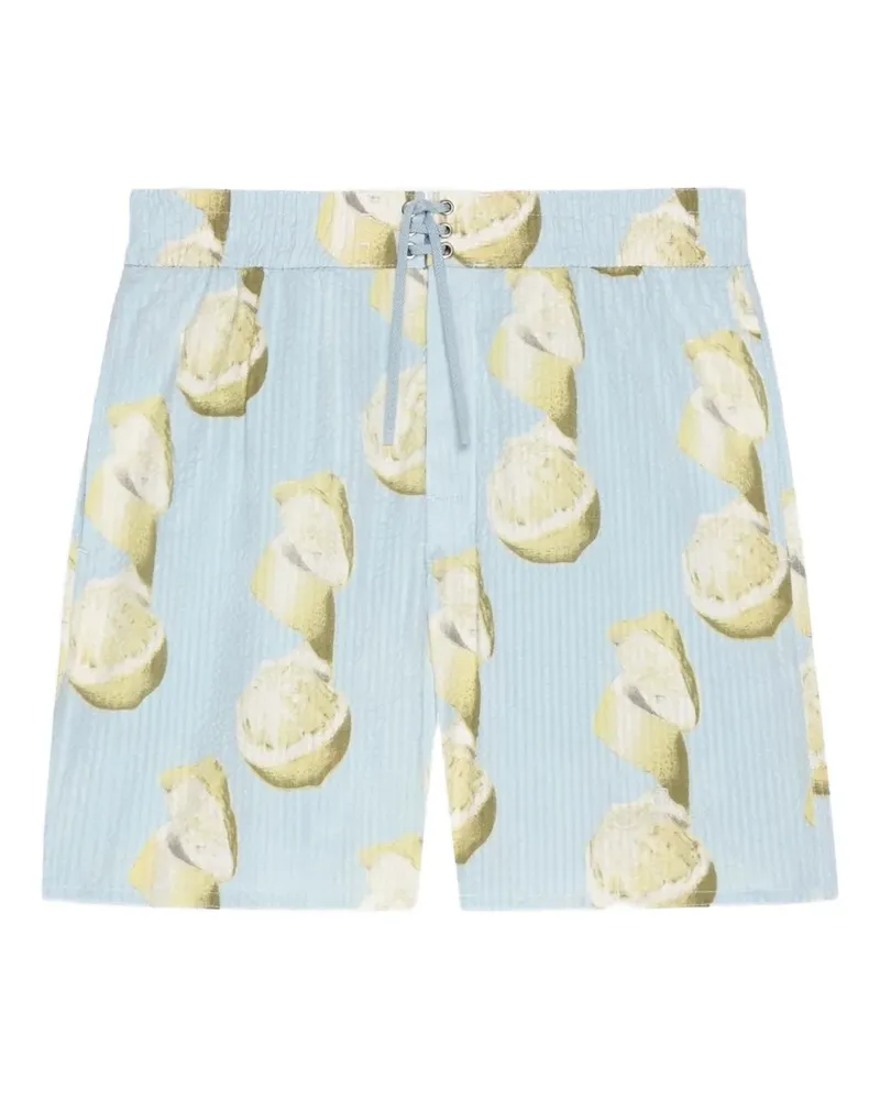 Givenchy Seersucker-Badeshorts mit Zitrus-Print - Blau Blau
