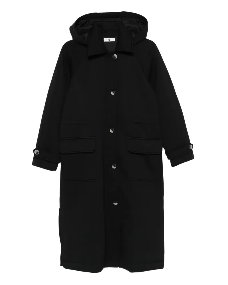 Twin-Set Kapuzenmantel mit aufgesetzten Taschen - Schwarz Schwarz