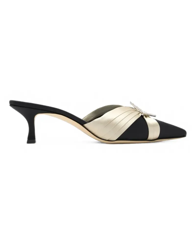 Manolo Blahnik Vieras plissierte Mules mit Kristallschnalle - Schwarz Schwarz