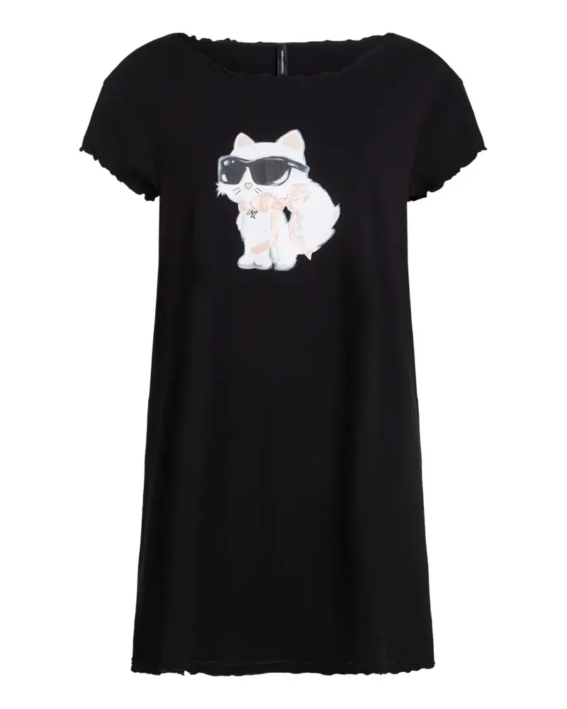 Karl Lagerfeld Ikon Choupette bow-detail cotton pajama dress - Schwarz Schwarz