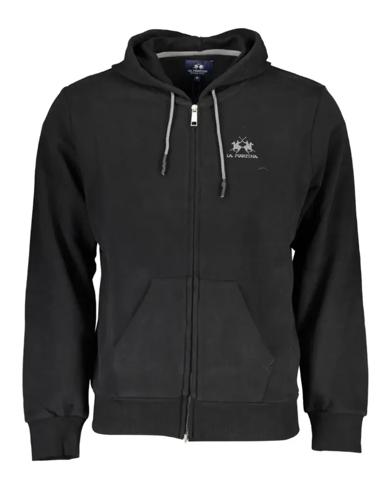La Martina logo-embroidered zip-up hoodie - Schwarz Schwarz