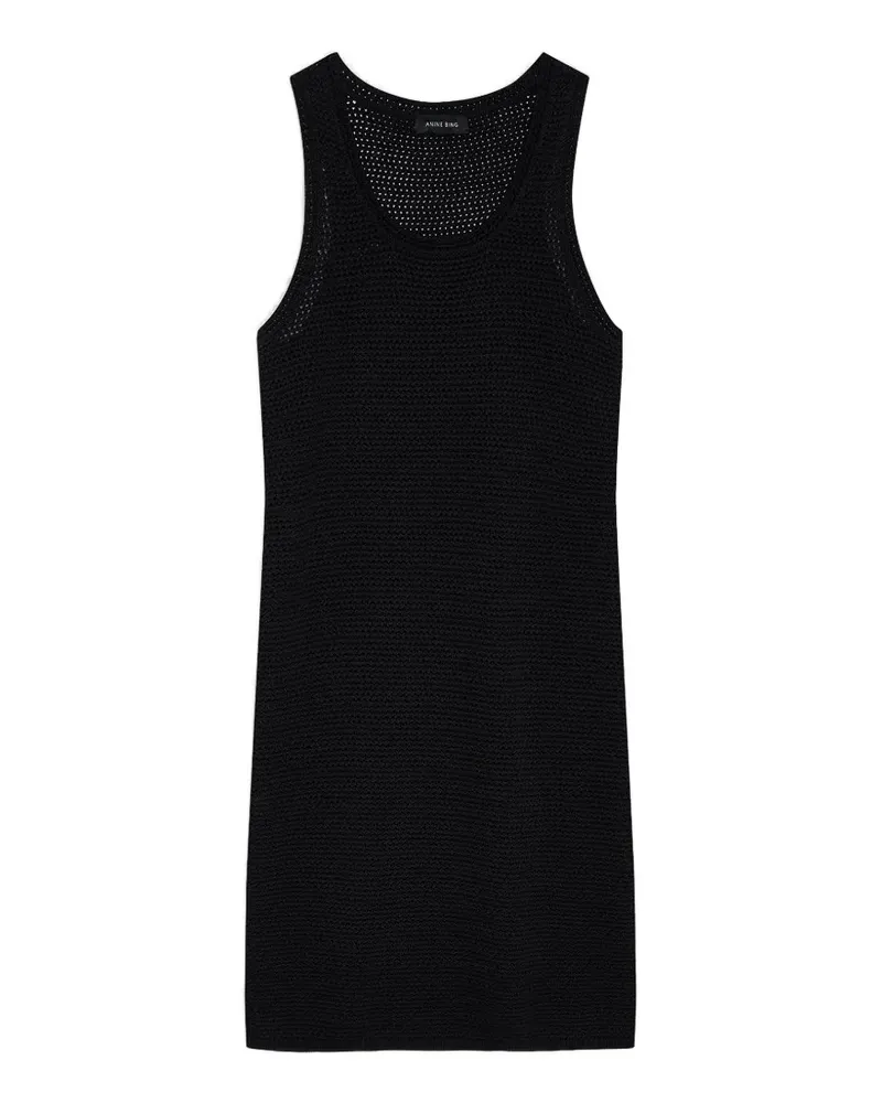 Anine Bing Arie Kleid in Lochstrick - Schwarz Schwarz