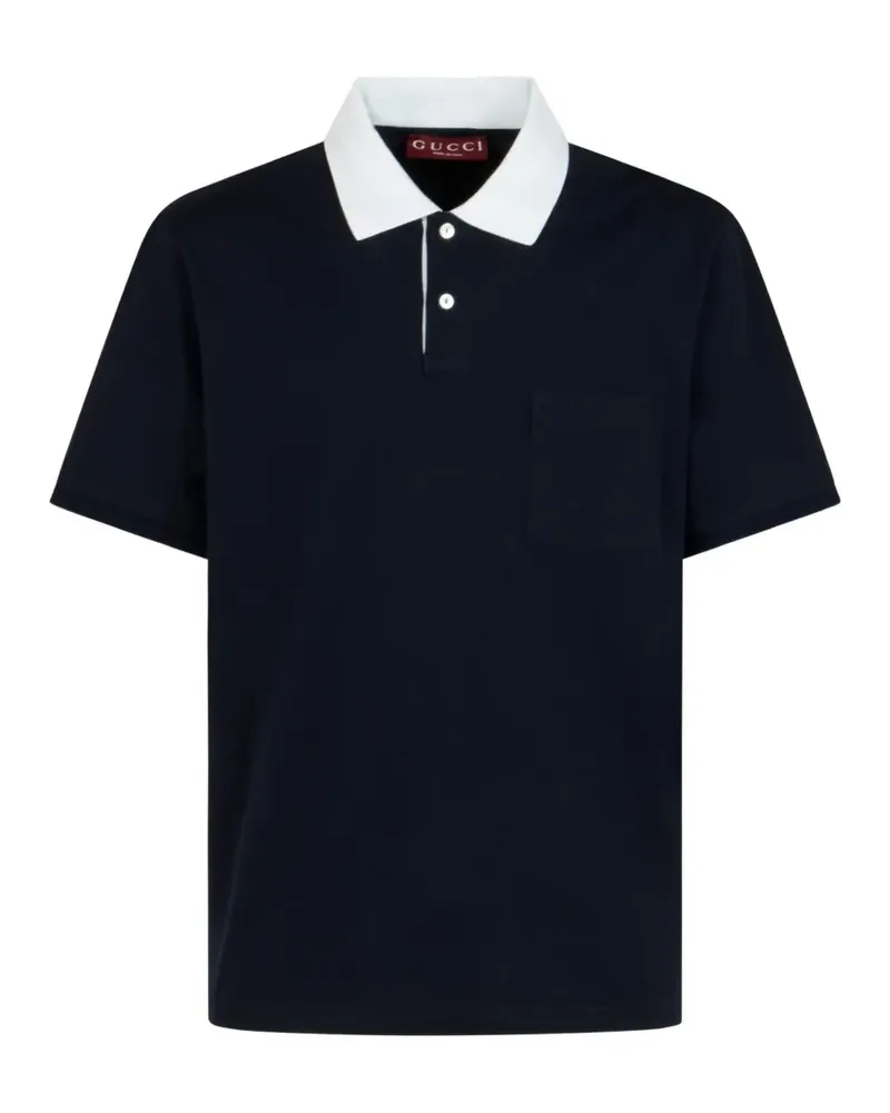 Gucci Poloshirt mit Kontrastkragen in Brusttasche - Blau Blau