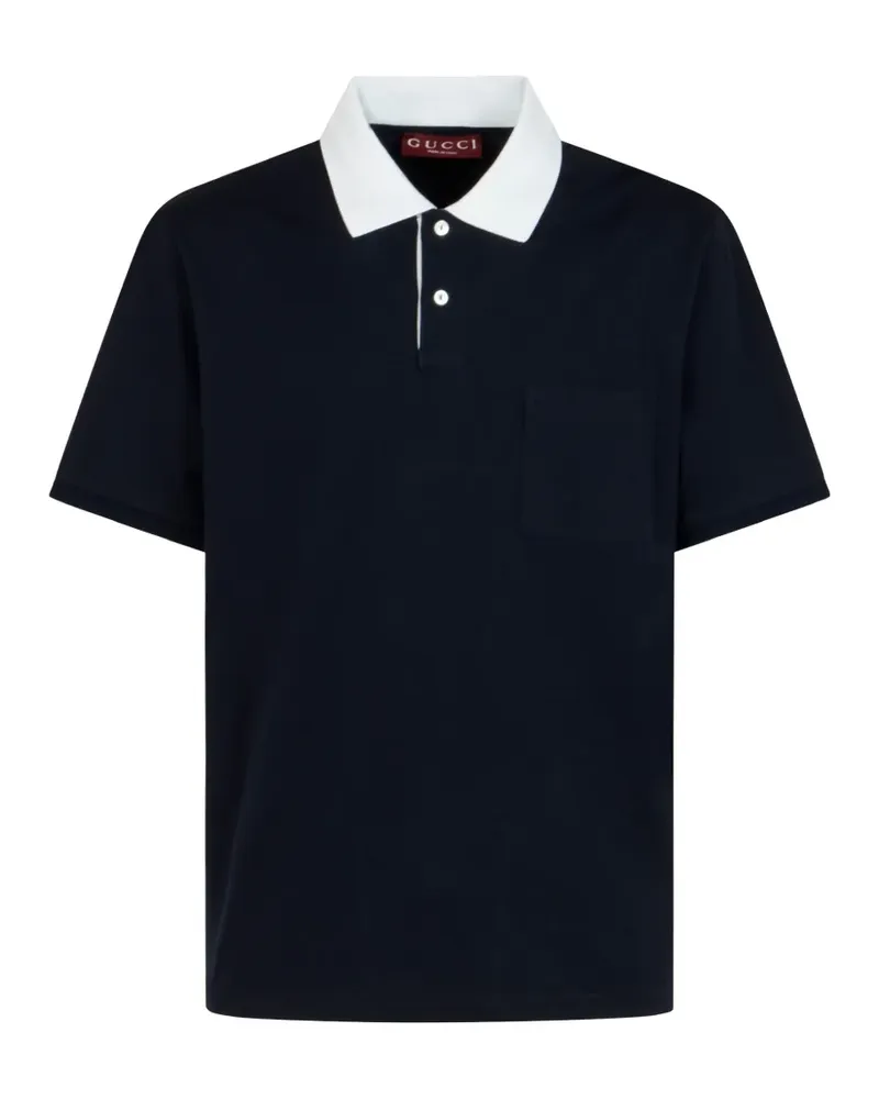 Gucci Poloshirt mit Kontrastkragen in Brusttasche - Blau Blau