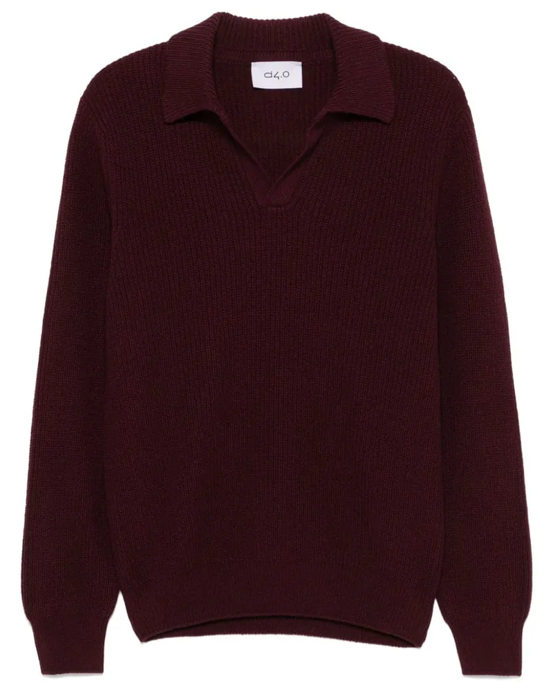 D4.0 Polo-Pullover aus Schurwolle - Rot Rot