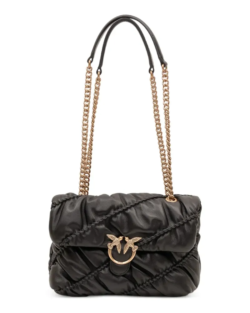 Pinko Love Puff Schultertasche mit Knitteroptik - Schwarz Schwarz