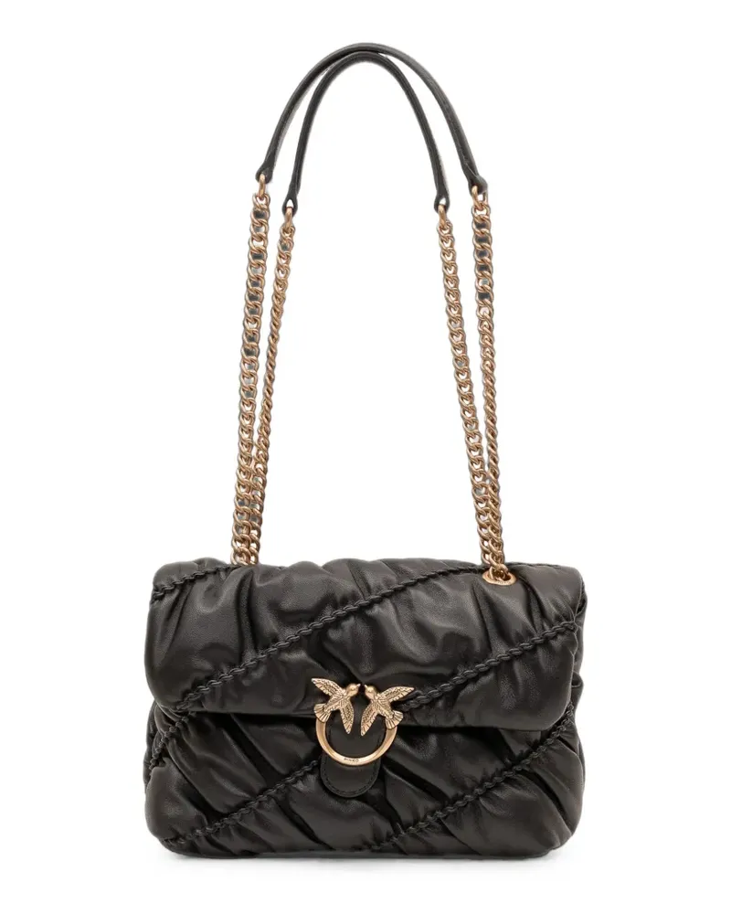 Pinko Love Puff Schultertasche mit Knitteroptik - Schwarz Schwarz
