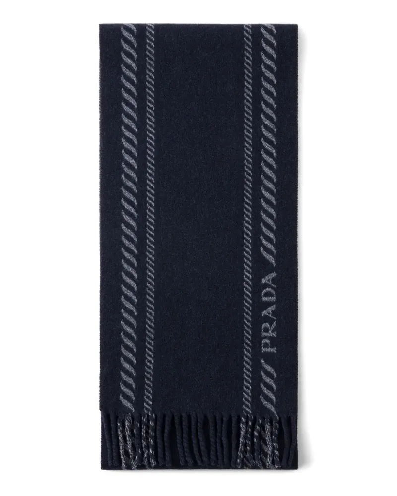 Prada fringe-detail scarf - Blau Blau