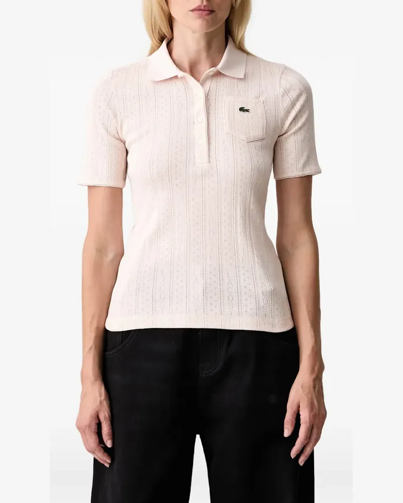 Lacoste slim fit pointelle knit polo shirt - Rosa Rosa