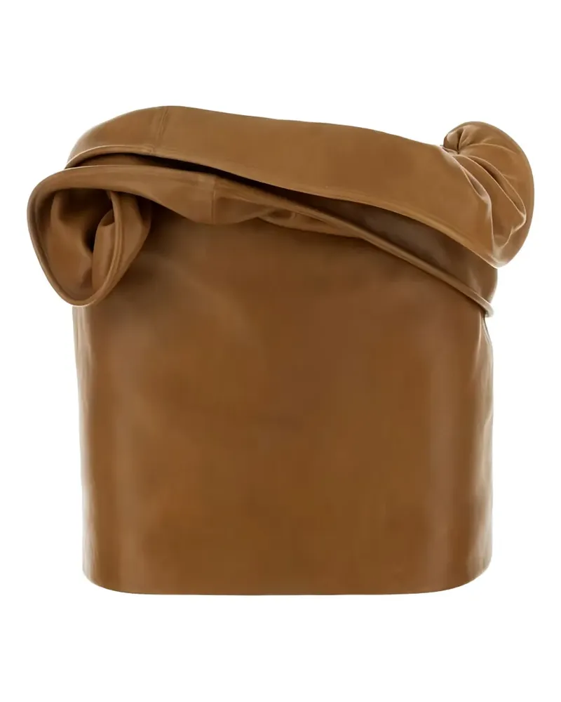 Magda Butrym draped leather mini skirt - Braun Braun