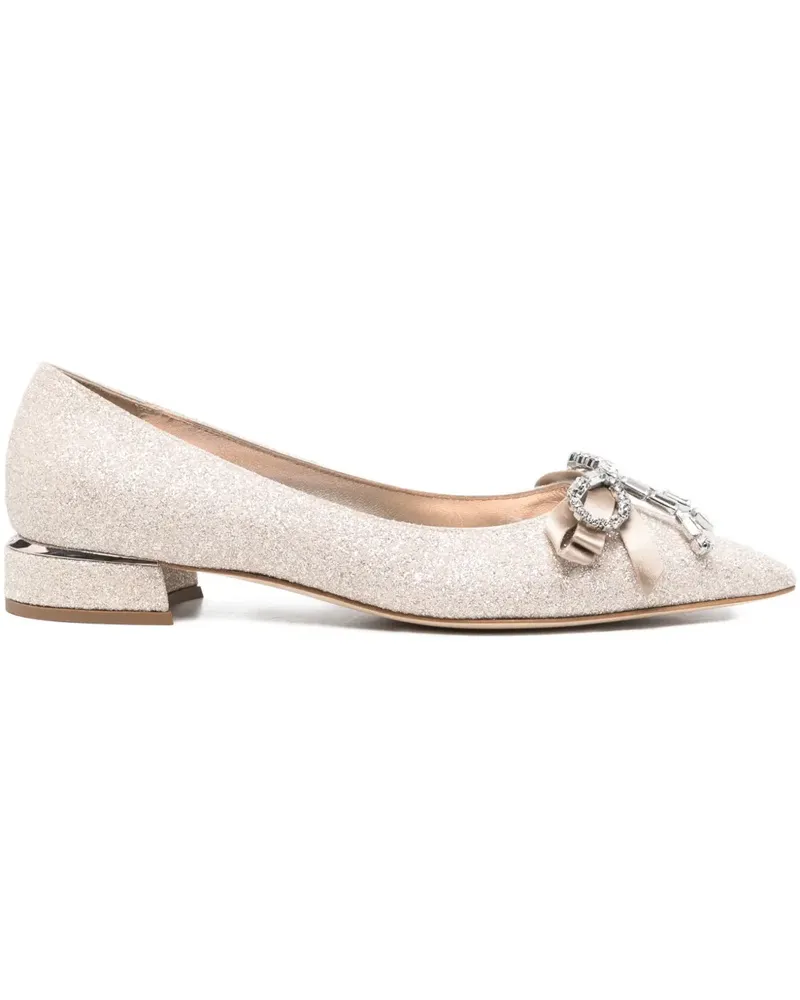 Jimmy Choo Ballerinas im Glitter-Look mit Kristallschleife - Nude Nude