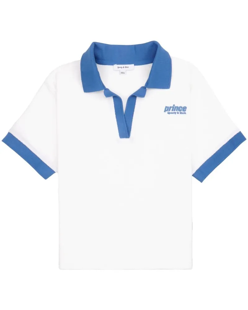 SPORTY & RICH Prince Sporty Frottee-Poloshirt - Weiß Weiß