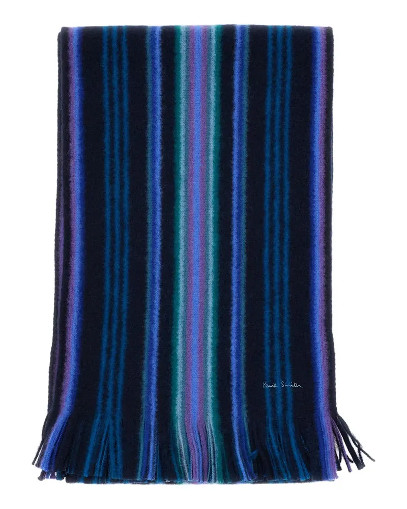 Paul Smith signature-stripe wool scarf - Blau Blau