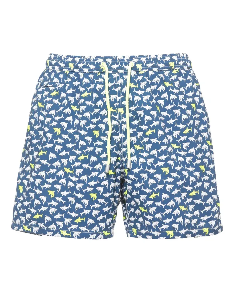 MC2 Saint Barth Jean Lighting Micro shark-print drawstring swim shorts - Blau Blau