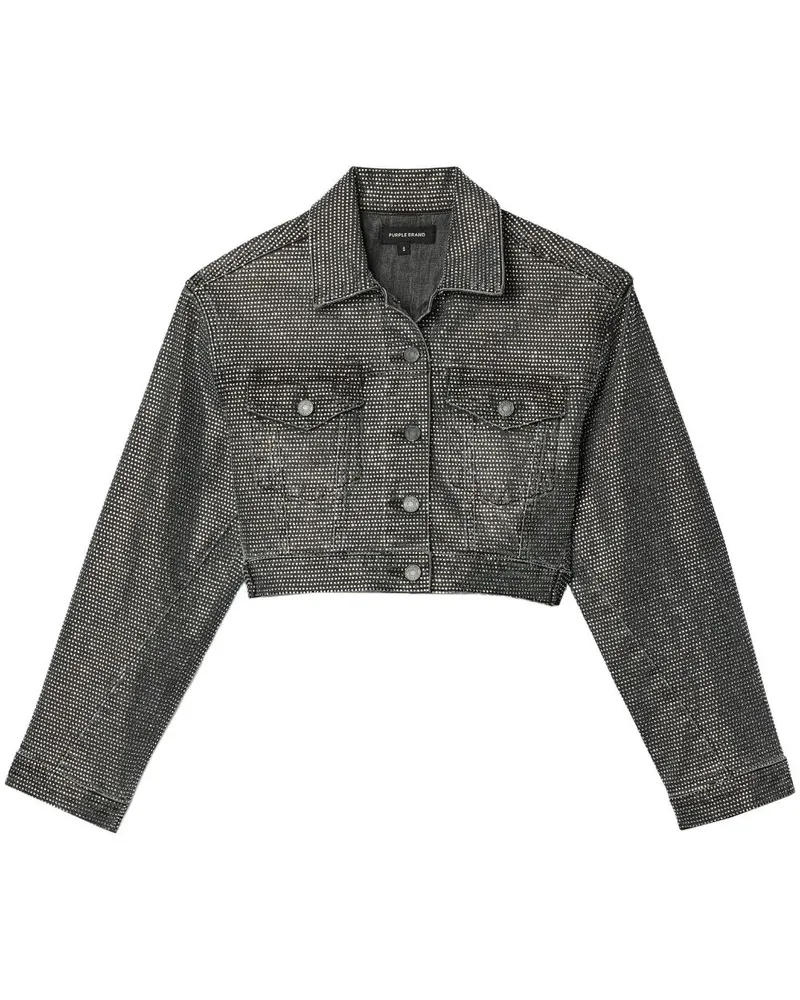 PURPLE BRAND Twisted Hotfix Cropped-Jacke - Grau Grau