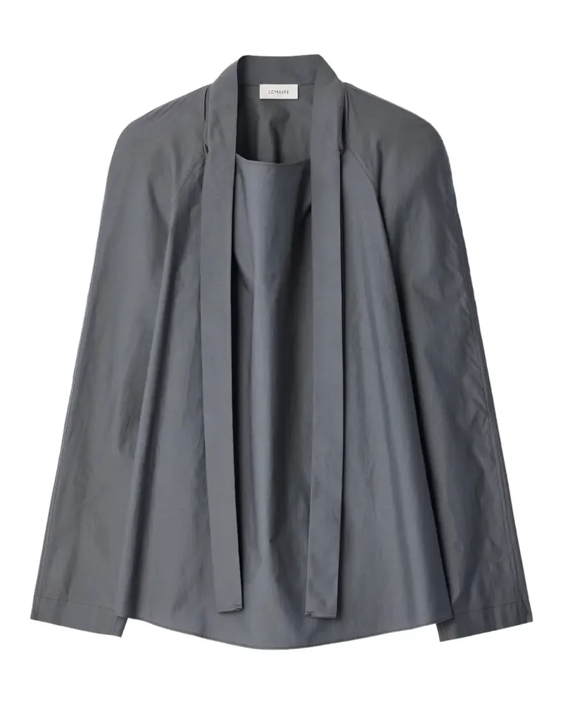 Christophe Lemaire ascot blouse in washed cotton silk - Grau Grau