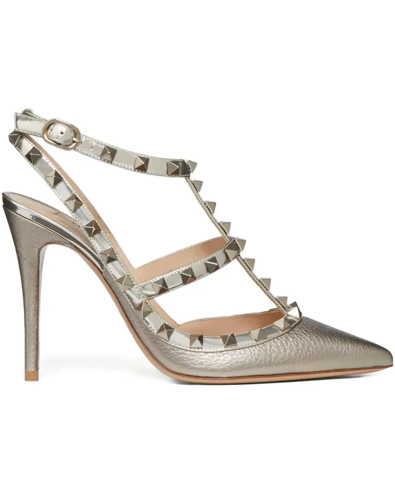 Valentino Garavani Rockstud Pumps im Metallic-Look 100mm - Gold Gold