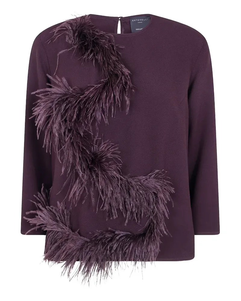 Antonelli Firenze Bluse mit Federn - Violett Violett