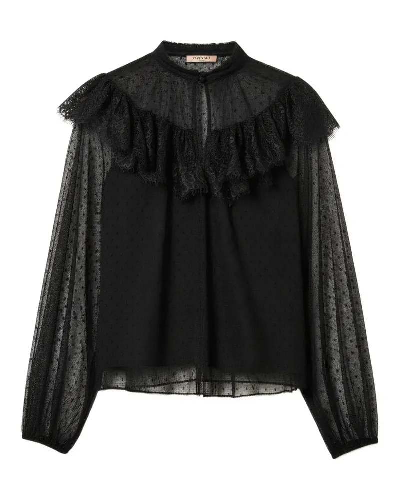 Twin-Set Bluse mit Rüschen - Schwarz Schwarz
