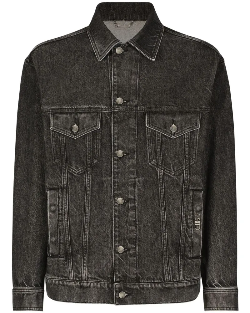 Dolce & Gabbana Jeansjacke mit DG-Logo - Schwarz Schwarz