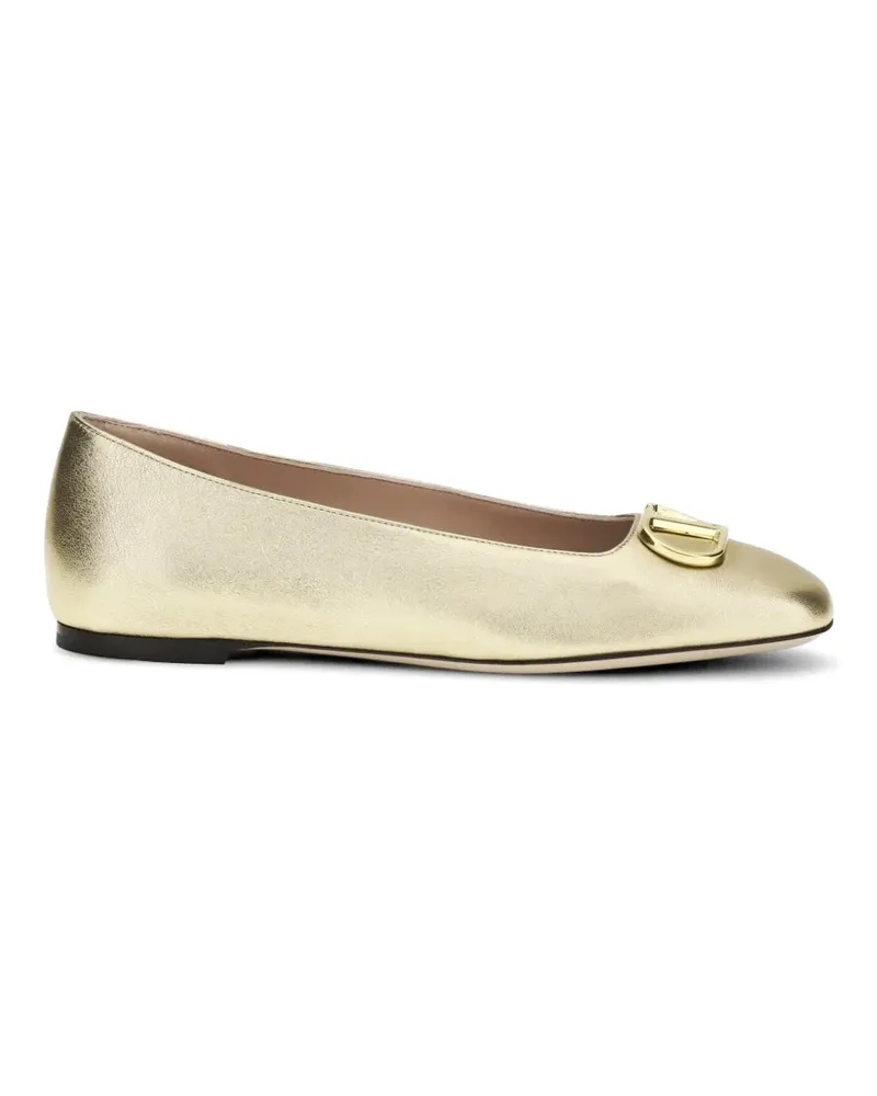 Valentino Garavani VLogo Signature Ballerinas aus laminiertem Nappaleder - Gold Gold