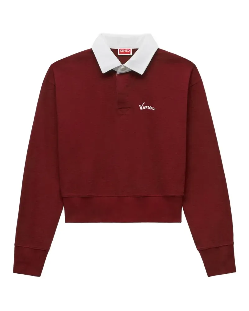 Kenzo logo-embroidered polo-collar sweater - Rot Rot