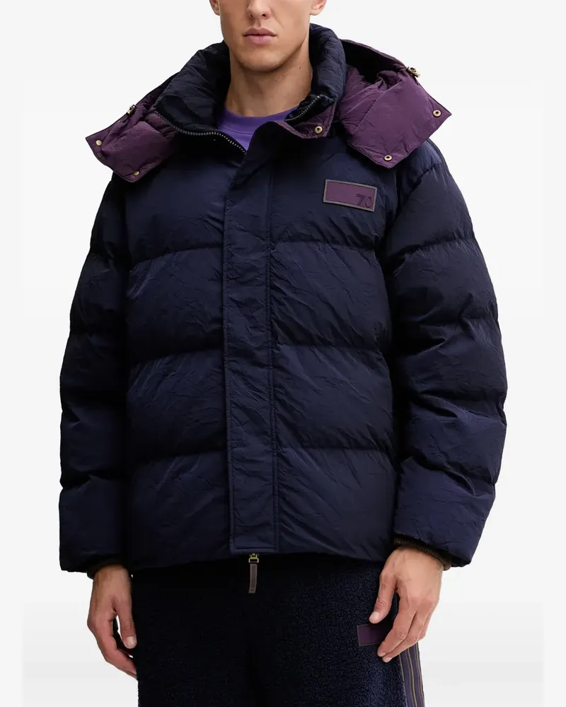 EA7 hooded logo patch jacket - Blau Blau