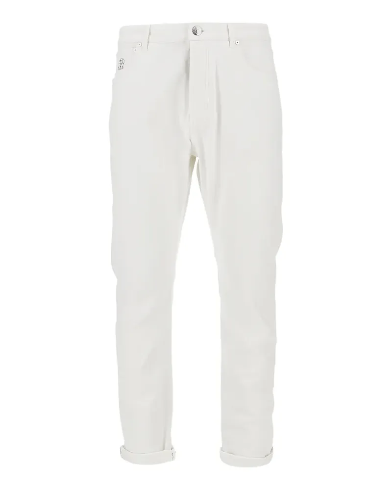 Brunello Cucinelli logo-embroidered jeans - Weiß Weiß