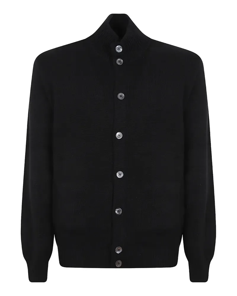 Cruciani high-neck buttoned knit cardigan - Schwarz Schwarz