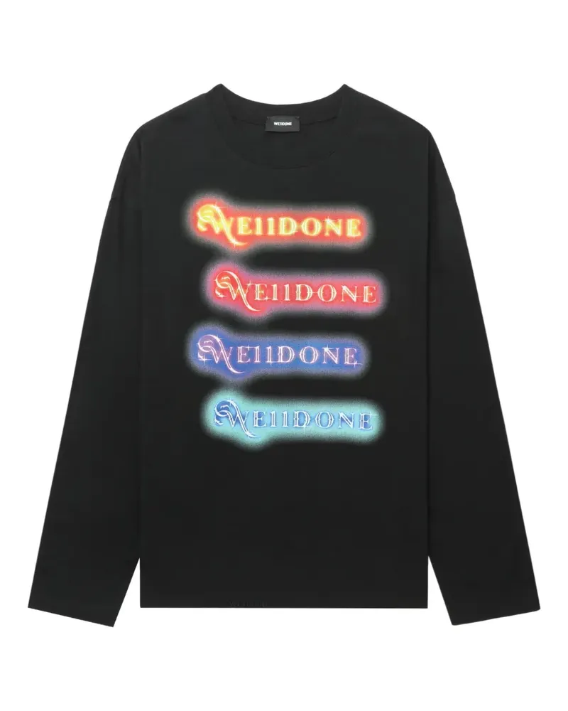 WE 11 DONE Langarmshirt mit Logo-Print - Schwarz Schwarz