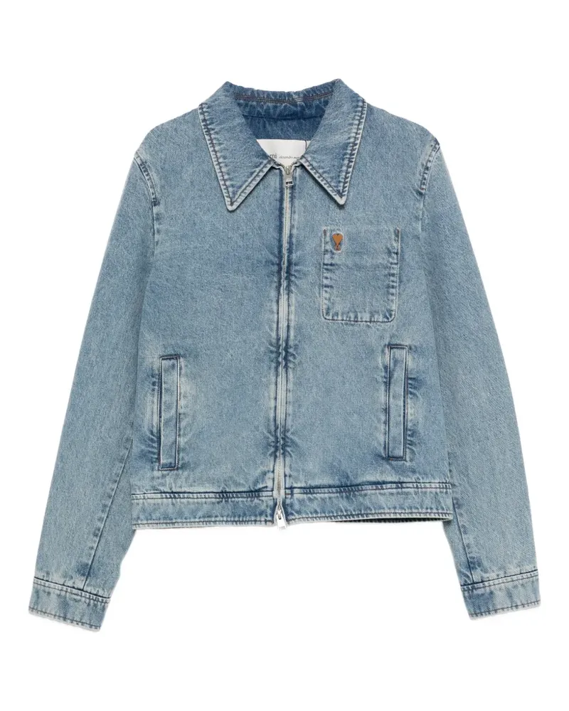 AMI Paris faded-effect zip-up jacket - Blau Blau