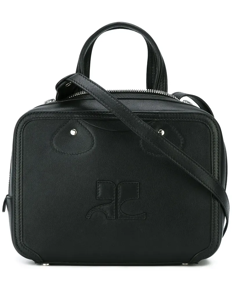 Courrèges Kastige Handtasche mit Logo - Schwarz Schwarz