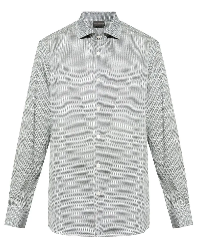 Emporio Armani Hemd mit geometrischem Print - Weiß Weiß