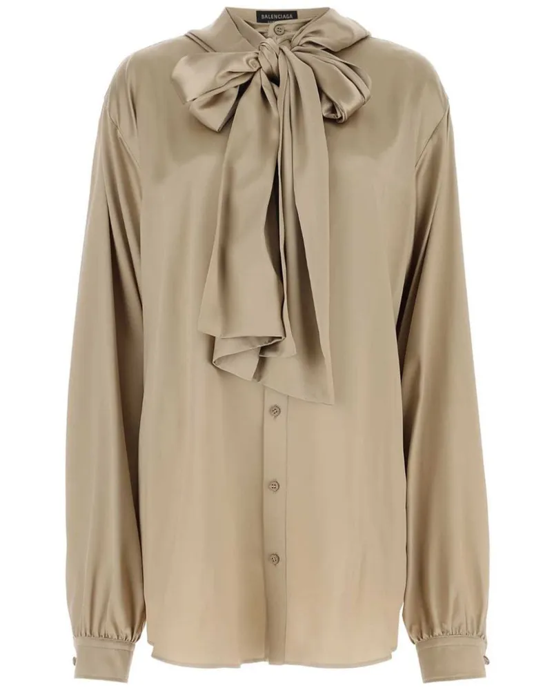 Balenciaga Satin-Hemd mit Kapuze - Nude Nude