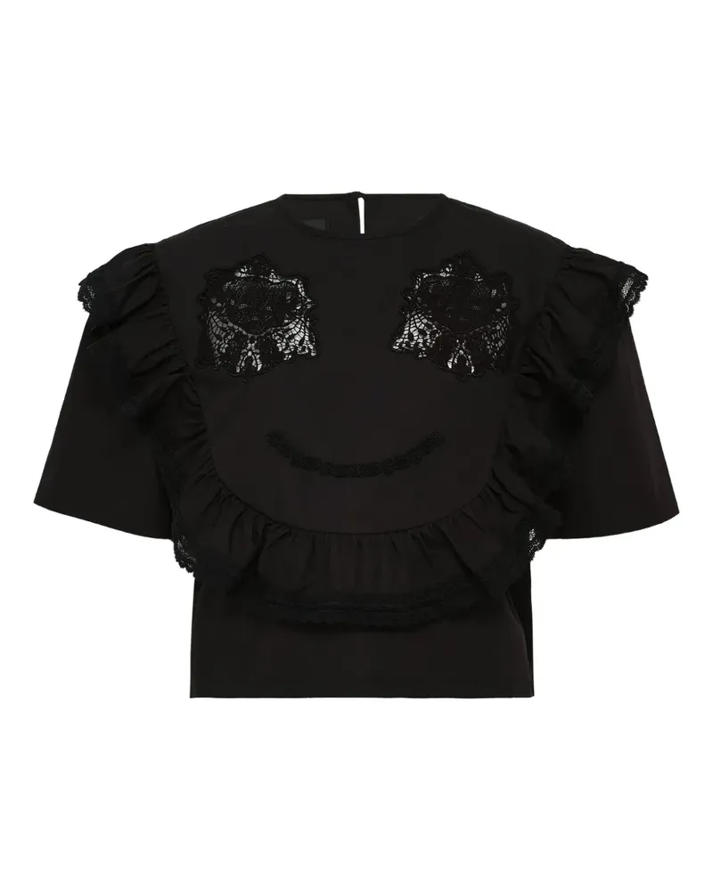 pushBUTTON Gerüschte Bluse - Schwarz Schwarz
