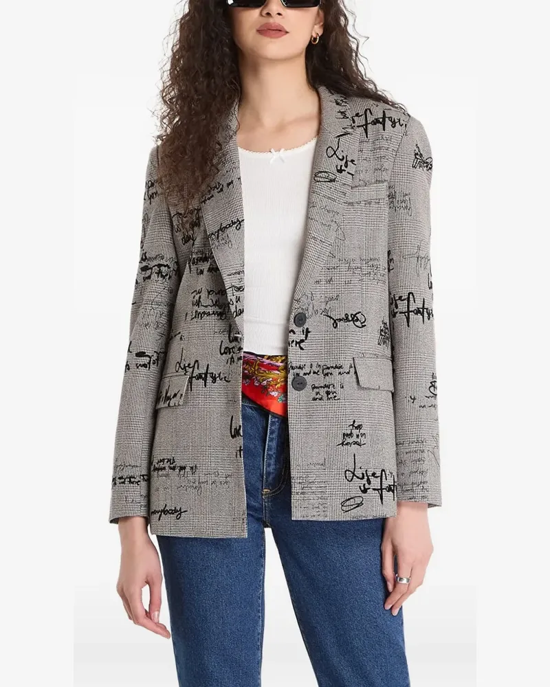 Desigual Kariertes Sakko - Grau Grau