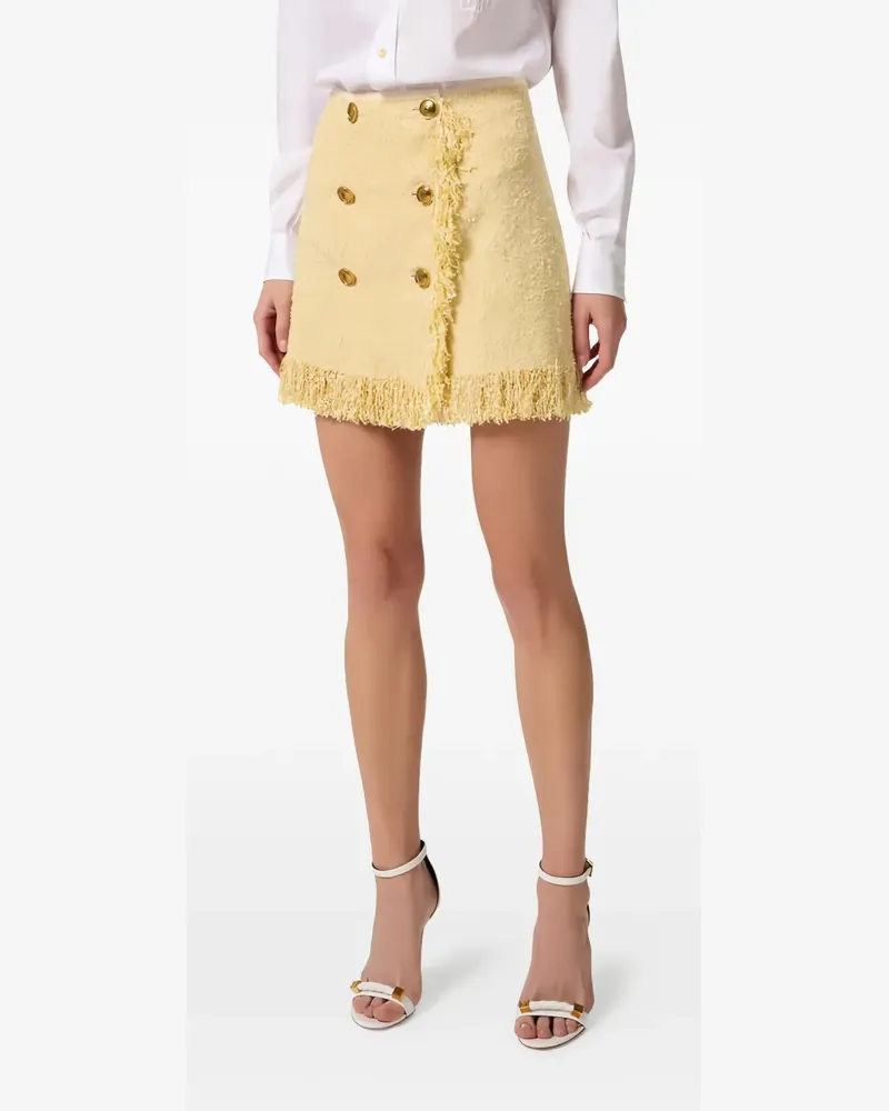 Elisabetta Franchi bouclé fringed button mini skirt - Gelb Gelb