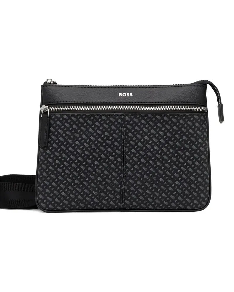 HUGO BOSS Zair Kuriertasche mit Logo-Muster - Schwarz Schwarz