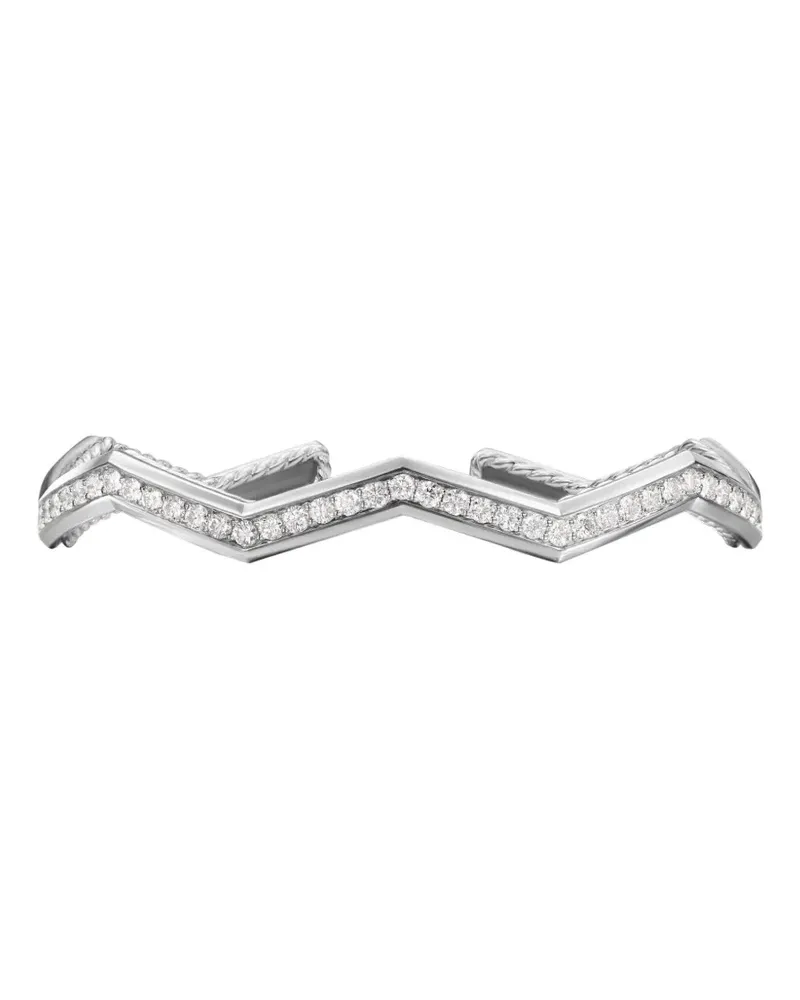 David Yurman Zig Zag Stax™ Armspange aus Sterlingsilber mit Diamanten (5mm Silber