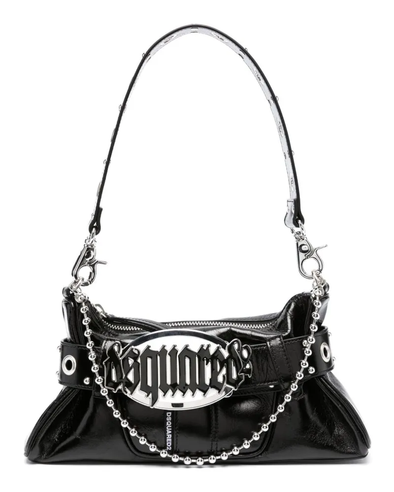 Dsquared2 Schultertasche mit Logo-Schild - Schwarz Schwarz