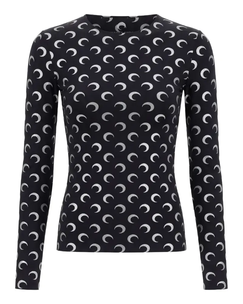 Marine Serre moon-printed long-sleeved top - Schwarz Schwarz