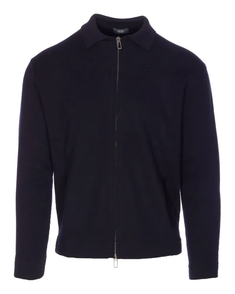 HOSIO Cardigan mit Reißverschluss - Blau Blau