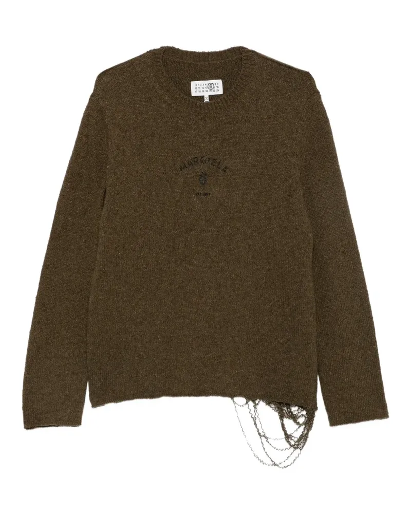 Maison Margiela logo-print distressed sweater - Grün Grün