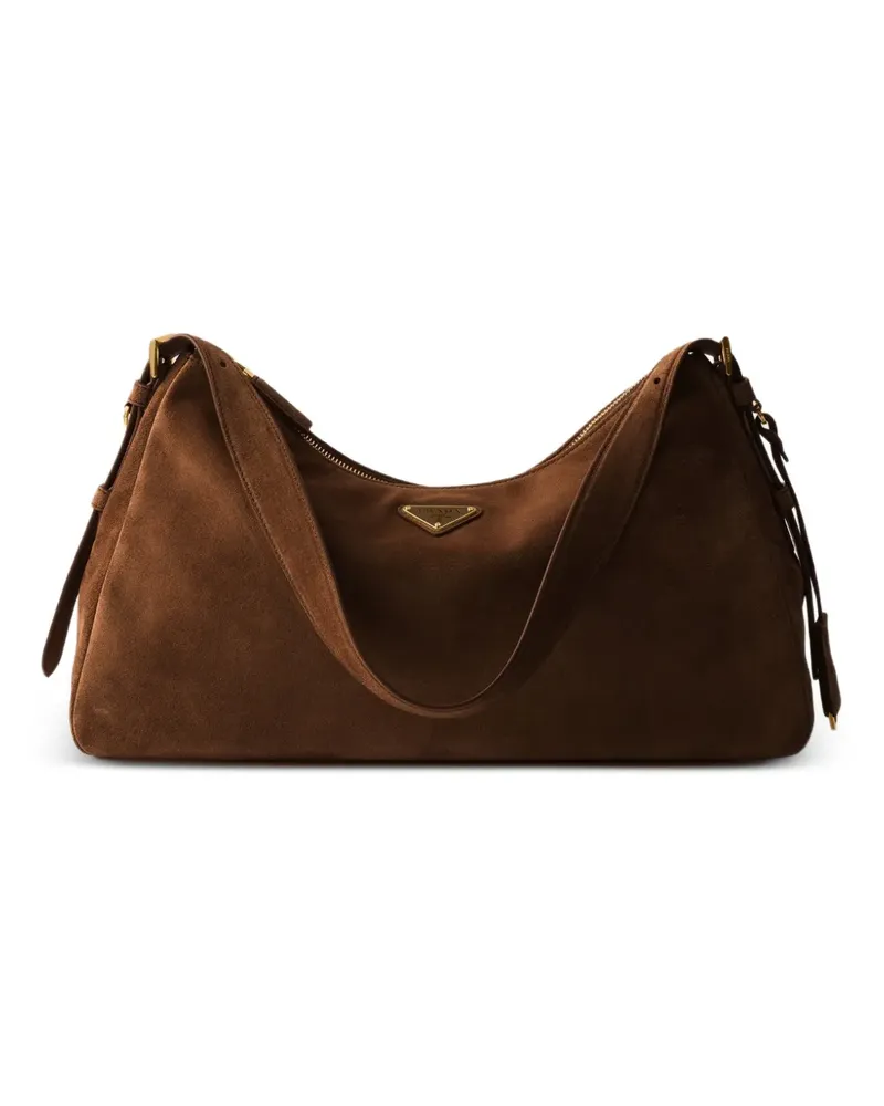 Prada medium Aimée suede shoulder bag - Braun Braun