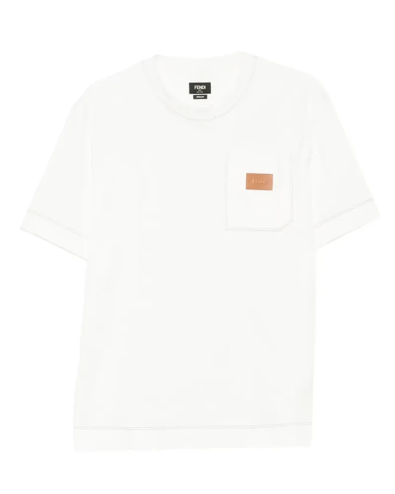 Fendi T-Shirt mit Logo-Patch - Weiß Weiß