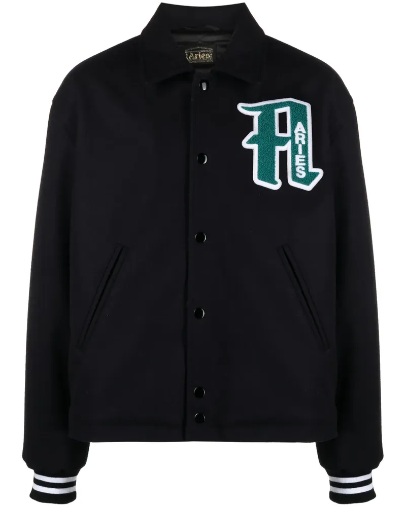 Aries Collegejacke mit Logo-Applikation - Schwarz Schwarz