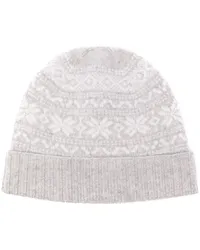 Eleventy Beanie in Fair-Isle-Intarsienstrick Grau