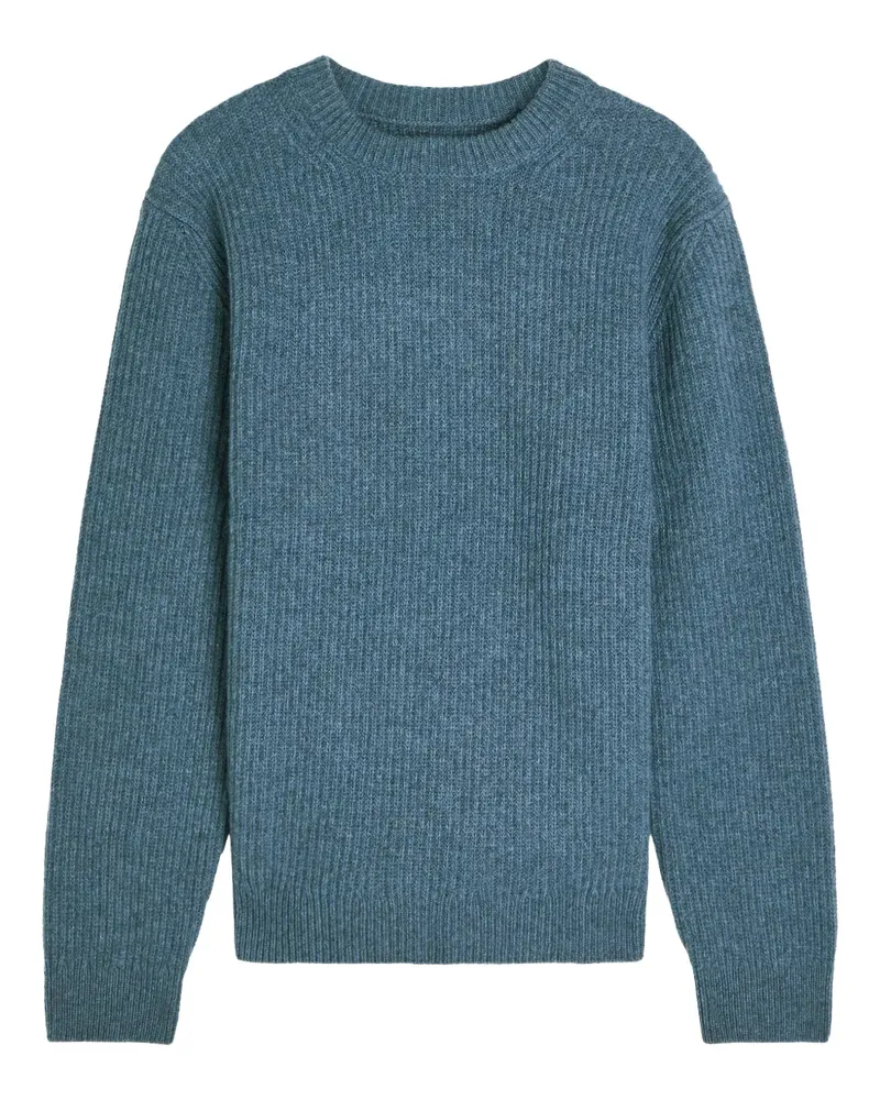Nudie Jeans Gerippter August Pullover mit rundem Ausschnitt - Blau Blau