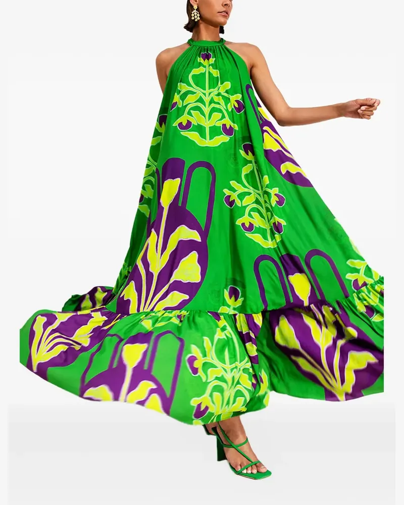 Twin-Set Gestuftes Kleid mit Blumen-Print - Grün Grün