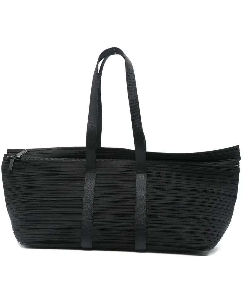 Issey Miyake pleated zip tote bag - Schwarz Schwarz